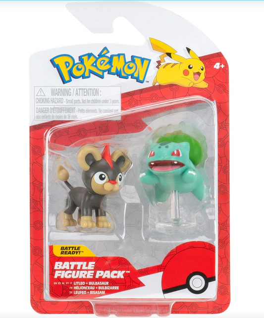 Pokemon Litleo + Bulbasaur Battle Figure 2-Pack